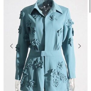 MWT-Floral Embellished Blue Jumpsuit size S